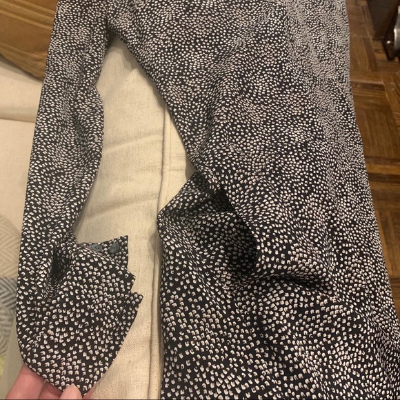 Club Monaco black and cream dots silk V neck Dress with  pockets - Picture 7 of 14